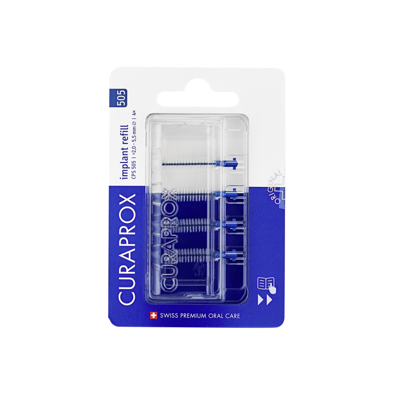 Curaprox CPS 505 Implant fogköztisztító kefe, kék, 4 db