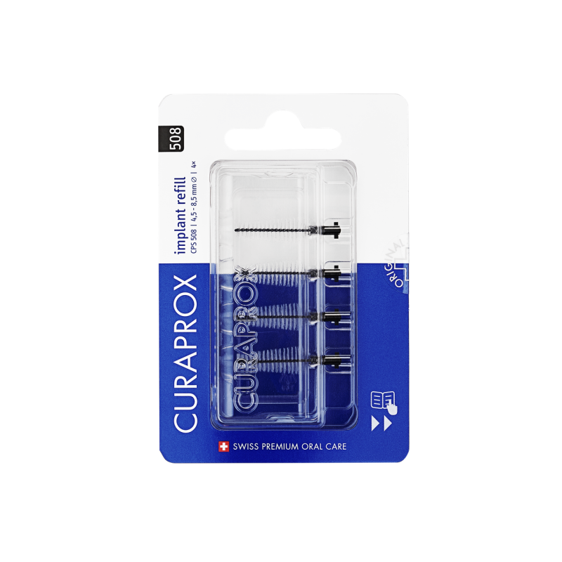 Curaprox CPS 508 Implant fogköztisztító kefe, fekete,4 db