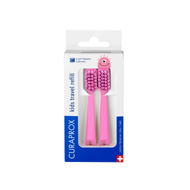 Curaprox Kids Utazó szett CS Kids fogkefe pótfej pink, 2 db