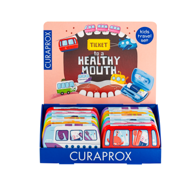 Curaprox Kids TravelSet Utazó készlet display 12 db
