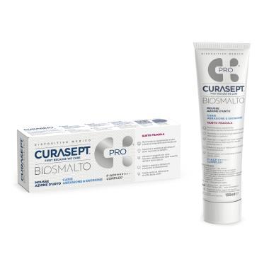 Curasept Biosmalto Mousse Pro, rendelői, 150 ml, fogszuvasodásra, eper