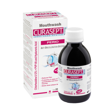 Curasept ADS® Perio klórhexidin tartalmú szájöblögető (0,12% CHX,   HA   PVP-VA, 200 ml)